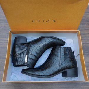 Unisa Hollia black crocodile ankle boots size 7.5